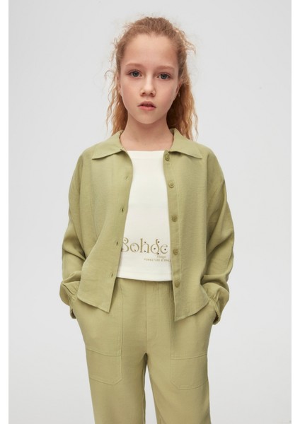 10-16 Yaş Arası Frozen Yeşil Gömlek - Yeşil