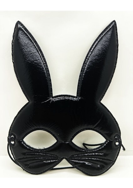 Siyah Renk Kumaş Malzemeden İmal Eva Tavşan Maskesi 19 x 15 cm
