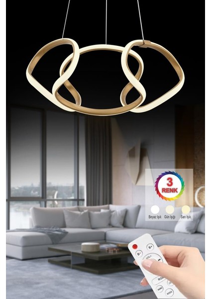 Istanbul Avize Damla Eskitme 3 Renk Kumandalı Ledli Modern LED Avize