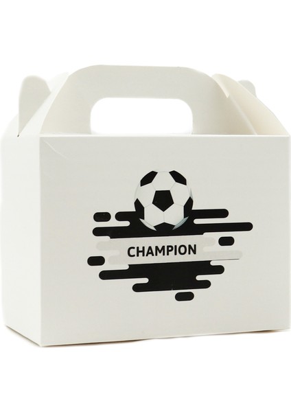 ⚽ Siyah Beyaz Champion Temalı Hediye Kutusu 3'lü Set – 10 x 14 cm El Geçme Kutu