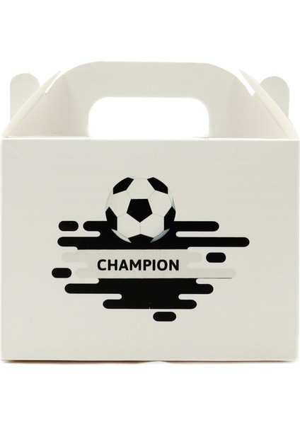 ⚽ Siyah Beyaz Champion Temalı Hediye Kutusu 3'lü Set – 10 x 14 cm El Geçme Kutu
