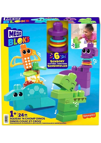 HKN43 Mega Bloks Sesli ve Hareketli Dinozorlar 24 Parça +1 Yaş