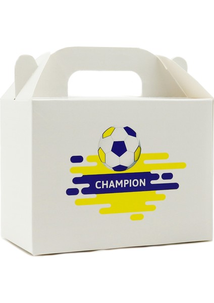 ⚽ Sarı Lacivert Champion Temalı Hediye Kutusu 3'lü Set – 10 x 14 cm El Geçme Kutu
