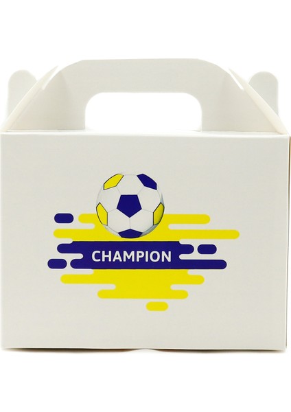 ⚽ Sarı Lacivert Champion Temalı Hediye Kutusu 3'lü Set – 10 x 14 cm El Geçme Kutu