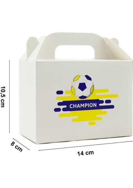 ⚽ Sarı Lacivert Champion Temalı Hediye Kutusu 3'lü Set – 10 x 14 cm El Geçme Kutu