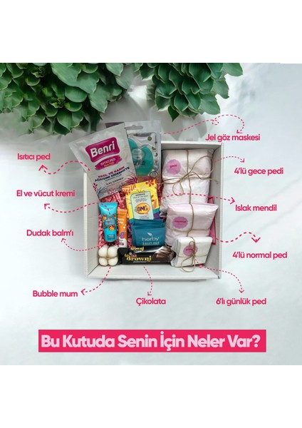 Özel Gün Hediye Kutusu | Hijyenik Ped, Kişisel Bakım, Atıştırmalık, Bubble Mum