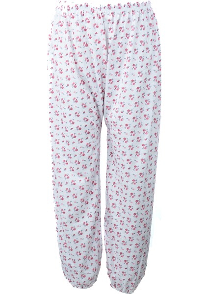 Kadın Yazlık Içlik Anne Pijama Altı Battal Beden Lastikli Paça %100 Pamuk Çiçek Desenliklasik