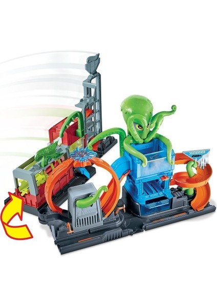 GTT96 Hot Wheels, Dev Ahtapot ile Araba Yıkama Oyun Seti / +4 Yaş