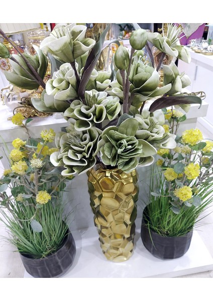 Düğüm Düğün Çiçeği Yeşil Beyaz 100CM Yapay Decorative Gerçekçi Çiçek Bükülebilir Obje 1 Adet indirimleri