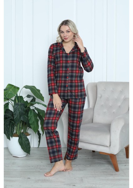 Uzun Kollu Düğmeli Pijama Takımı