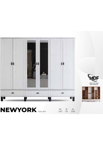 Newyork Mdf 6 Kapılı Dolap