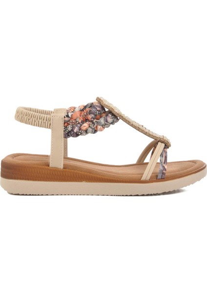 Ayakmod 358131 Z Kadın Taşlı Bej Sandalet modelleri