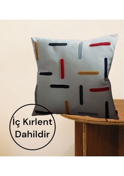 Renkli Punch Çizgili Kırlent 1 Adet Iç Dolgu Dahil
