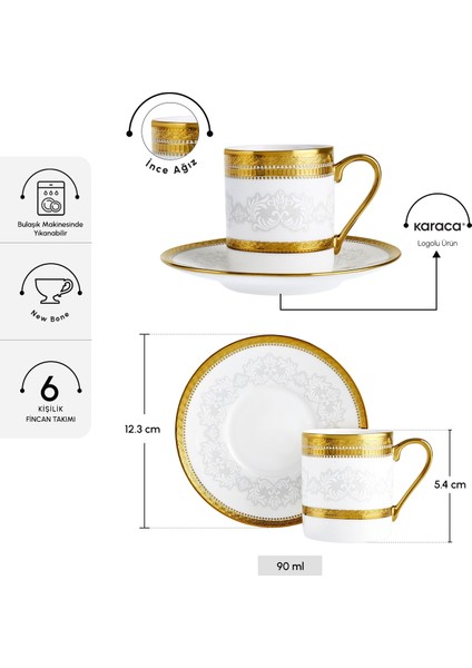Charlotte 6 Kişilik Kahve Fincanı 90 ml