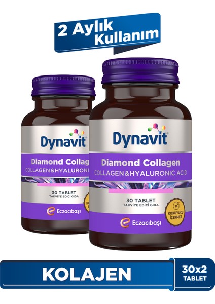 Diamond Collagen & Hyaluronic Acid 30 Tablet - 2'li Avantaj Paketi - Tip 1 Balık Kolajeni