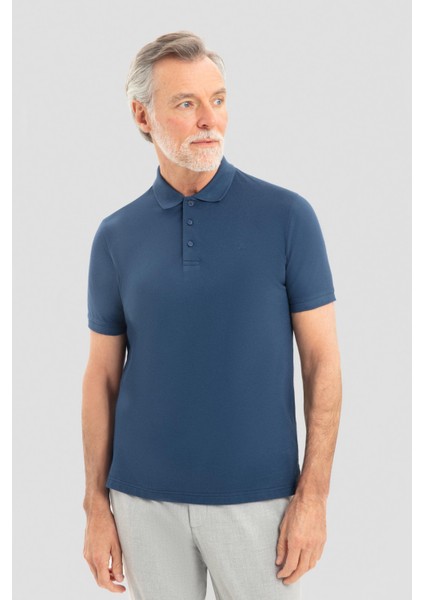 Indigo Polo Yaka T-Shirt