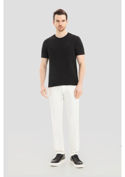 Siyah Bisiklet Yaka T-Shirt