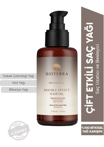 Bioterra Yeni Saç Çıkmasını Destekleyen Bakım Yağı – Double Effect 100ML