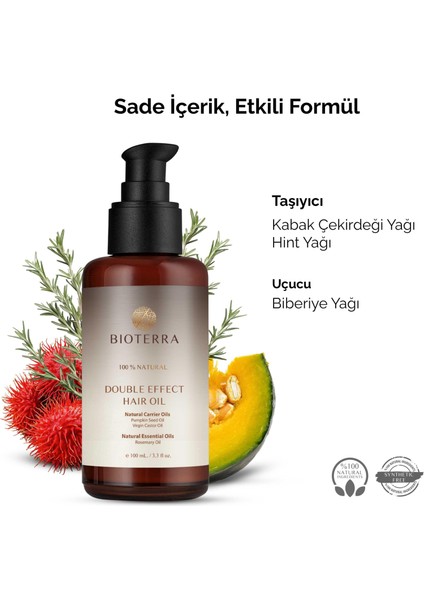 Bioterra Yeni Saç Çıkmasını Destekleyen Bakım Yağı – Double Effect 100ML