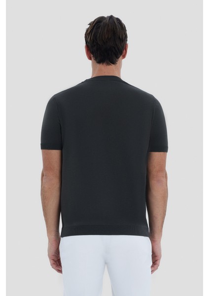 Siyah Bisiklet Yaka T-Shirt