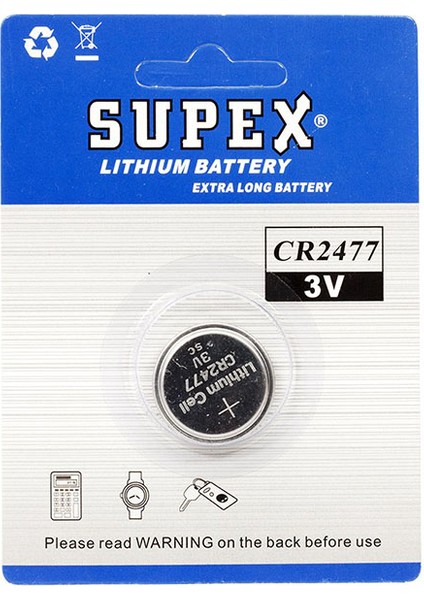 Supex CR2477 3V Lityum Pil Tekli (4401)