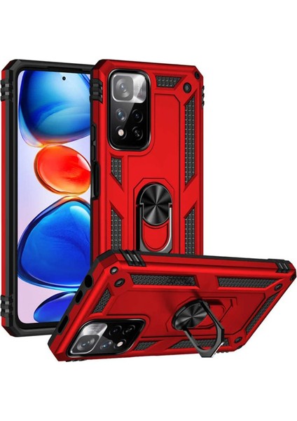 Xiaomi Redmi Note 11 Pro Plus 5g Kılıf Sofya Yüzüklü Silikon Kapak - Kırmızı Gnzrz