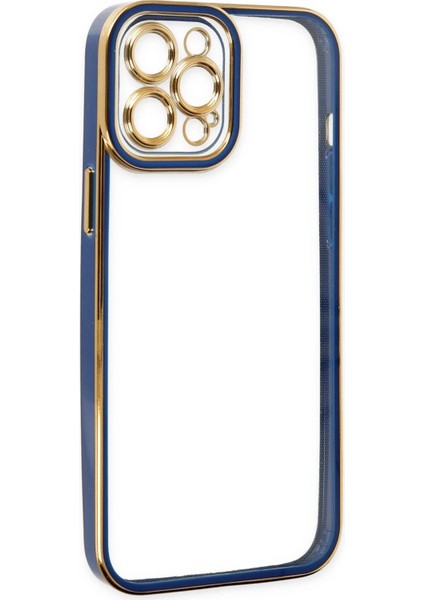 Apple iPhone 12 Pro Max Kılıf Liva Lens Silikon - Mavi Gnzrz