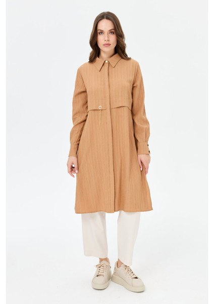Kapsül Detaylı Kurtarıcı Tunik Camel