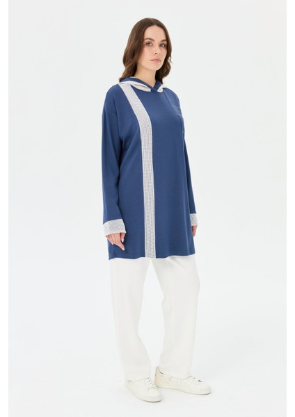 File Kapişon Detaylı Oysh Tunik Indigo