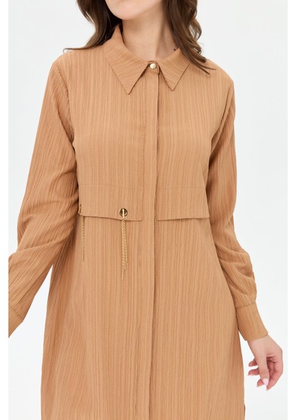 Kapsül Detaylı Kurtarıcı Tunik Camel indirimleri