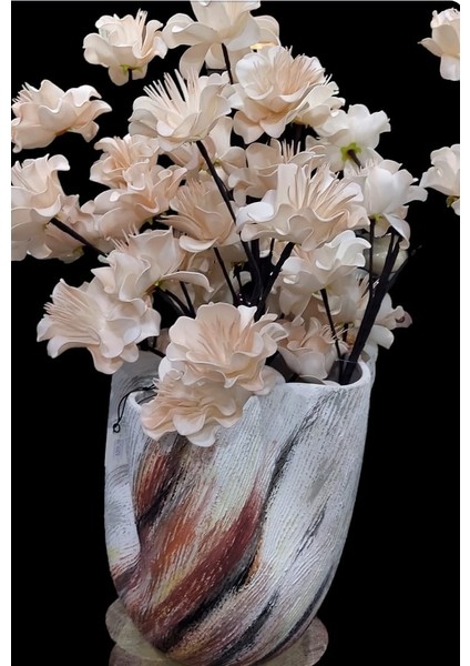 Beyaz Kırmızı Seramik Vazo 30X33CM Dekorasyon Dekoratif Modern Çiçeklik Büyük Soyut 1 Adet modelleri