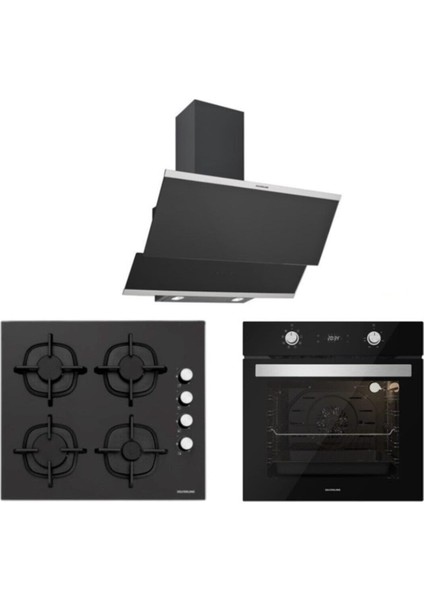 Siyah Cam Ankastre Set 5 Yıl Garanti (3420 Classy 60+CS5343B01+BO6504B01)