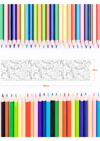 Unicorn Temalı 2 Metre Dev Boyama Kağıdı Çocuklar Anaokulu ve Kreşler Için
