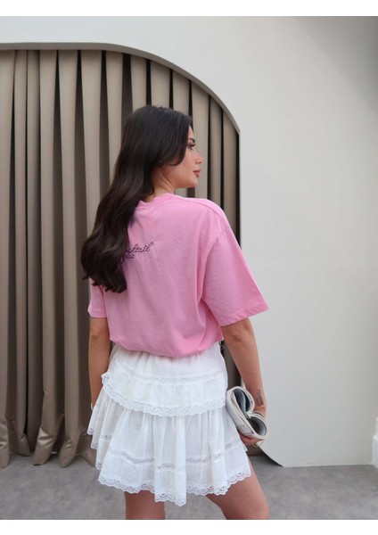 Cocktail Baskılı Oversize Tshirt fırsatları