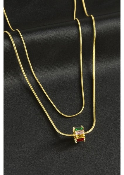 Baget Lüks Çelik Ikili Kolye