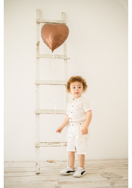 Erkek Bebek ve Çocuk Yazlık Alt Üst Takım %100 Pamuk Keten Gömlek ve Kanvas Şort Takımı 1-4 Yaş modelleri