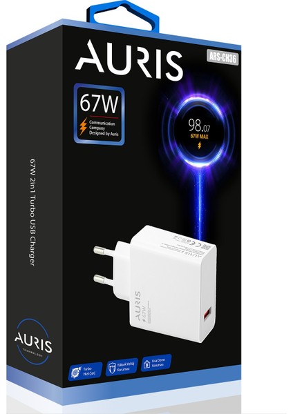 67 Watt USB Şarj Adaptörü Hızlı Şarj Başlığı 67W Şarj Cihazı Başlık Saliseli
