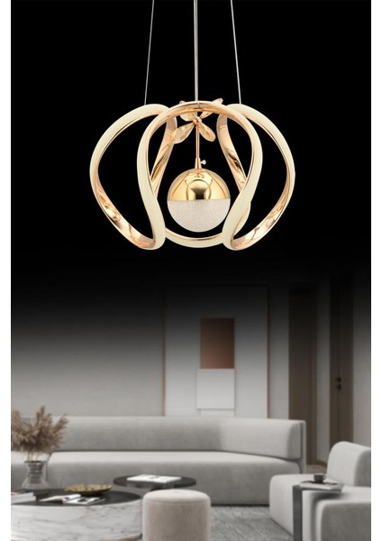 Istanbul Avize Bige Gold Ledli Beyaz Power LED Lüx Modern Ledli Avize
