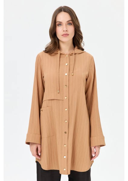 Kapişon Detaylı Giy Çık Tunik Camel