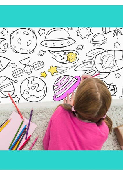 Uzay ve Gezegenler Temalı 2 Metre Dev Boyama Etkinlik Kağıdı