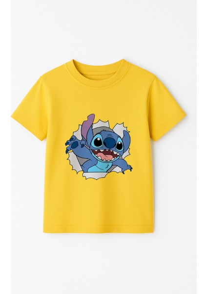 Sevimli Mavi Uzaylı Baskılı Kız Çocuk Tişörtü | Eğlenceli Karakter Desenli Pamuklu Yazlık T-Shirt fiyatları