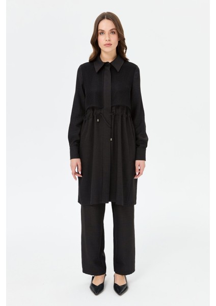 File Aller Detaylı Giy Çık Tunik Siyah