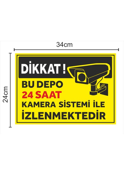Dikkat Bu Depo 24 Saat Kamera Sistemi Ile Izlenmektedir Tabela Levhası 24X34CM Pvc fiyatları