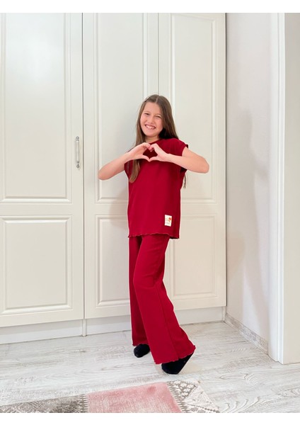 Kız Çocuk Bürümcük Kumaş Alt-Üst Takım