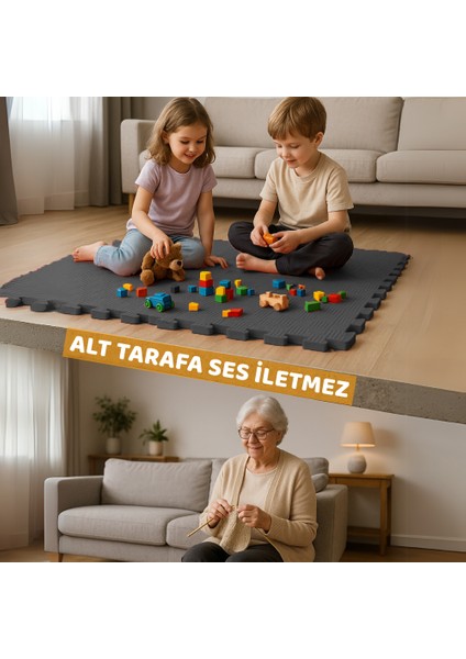 Tatami Zemin Karosu Spor Zemin Çocuk Odası Matı Ses Yalıtımlı Karo Halı Eva Panel Gri 50 Cm