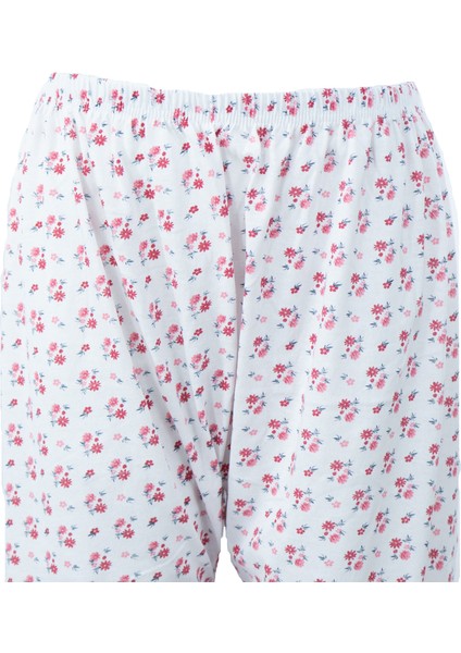 Kadın Yazlık içlik Anne Pijama Altı Battal Beden Lastikli Paça %100 Pamuk Çiçek Desenliklasik