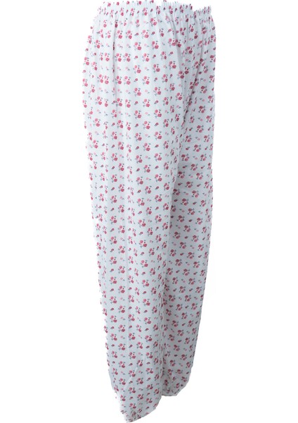 Kadın Yazlık içlik Anne Pijama Altı Battal Beden Lastikli Paça %100 Pamuk Çiçek Desenliklasik