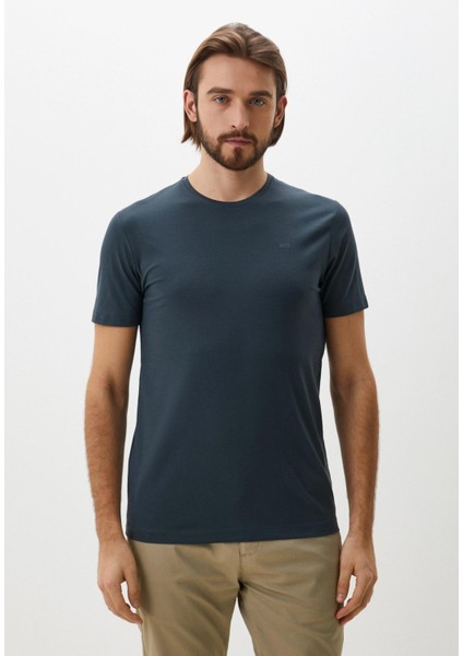 Erkek Tişört Bisiklet Yaka Antrasit Slim Fit T-Shirt Ncs Jeans 1266