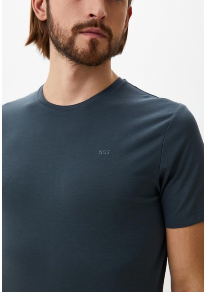 Erkek Tişört Bisiklet Yaka Antrasit Slim Fit T-Shirt Ncs Jeans 1266 modelleri