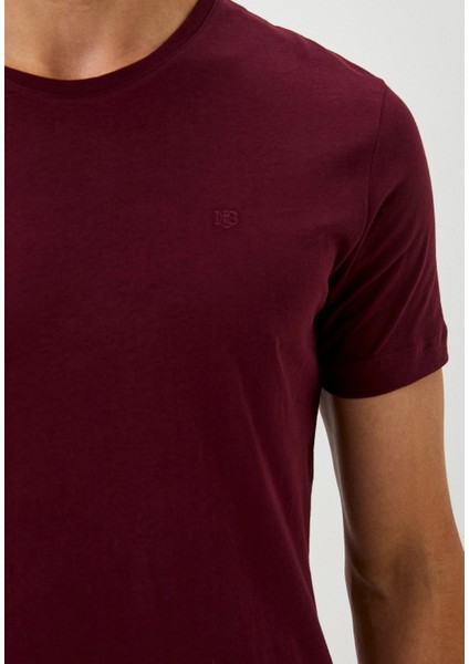 Erkek Tişört Bisiklet Yaka Bordo Slim Fit %100 Pamuk T-Shirt Ncs Jeans 1050 modelleri